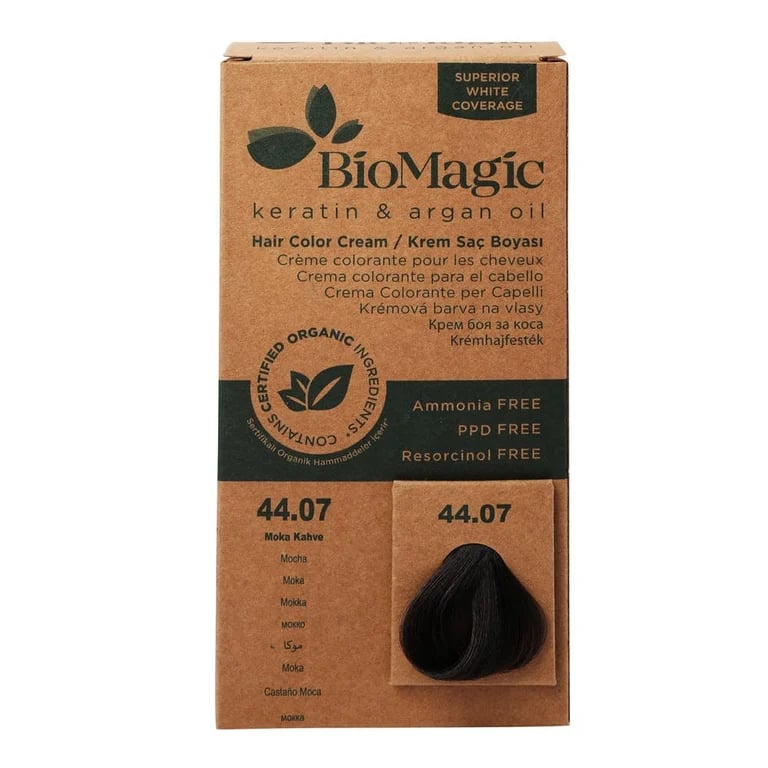 Biomagic Keratin & Argan Oil 44/07 Mocha Hair Color Cream - 60 ml