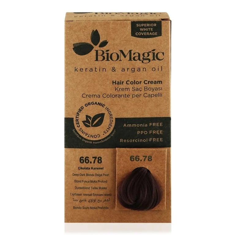 Biomagic Keratin & Argan Oil Permanent Hair Color Cream Set - 66/78 Deep Dark Blonde Beige Pearl