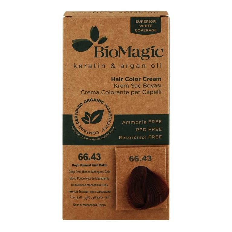 Biomagic Keratin & Argan Oil Permanent Hair Color Cream Set - 66/43 Deep Dark Blonde Mahogany Gold