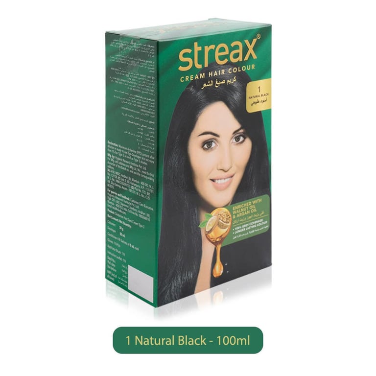 Streax Hair Color Cream - 100 ml, 1 Natural Black