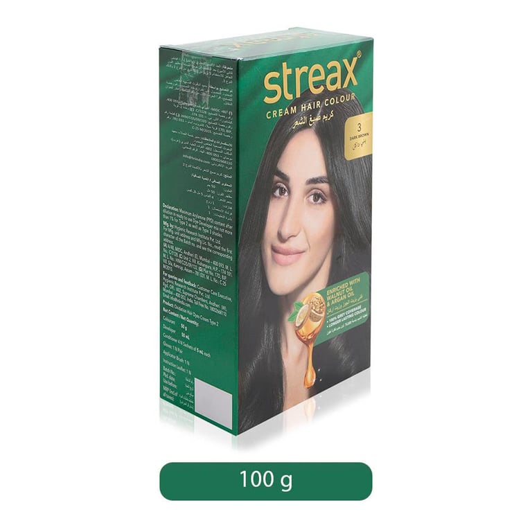 Streax Cream Hair Colour - 100 g, 3 Dark Brown