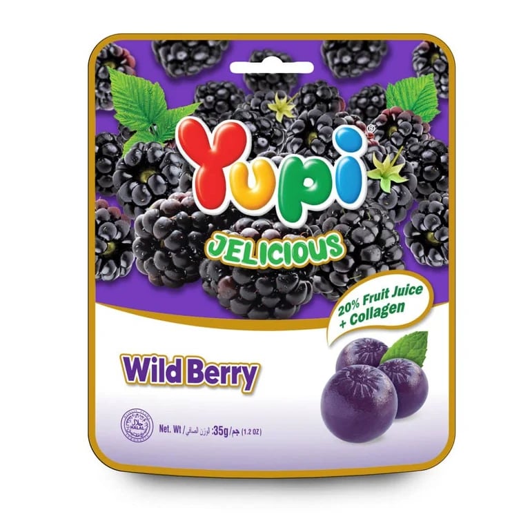 Yupi Jelicious Wild Berry Gummy Candy - 35g