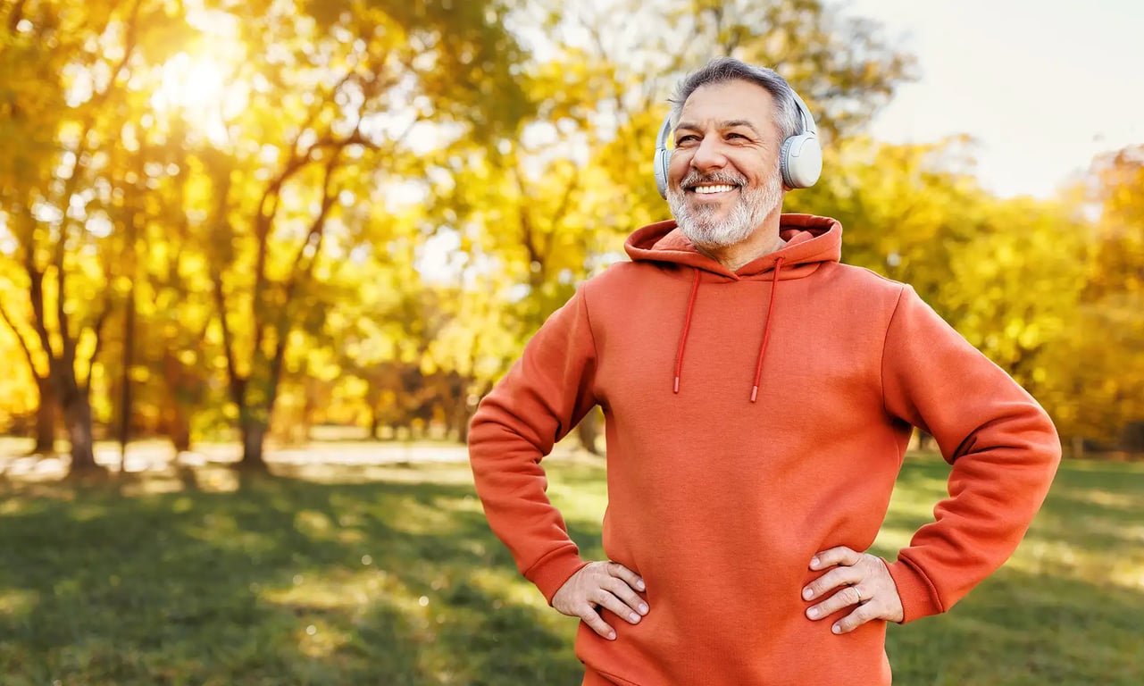 Man feeling strong and energized after low-testosterone therapy