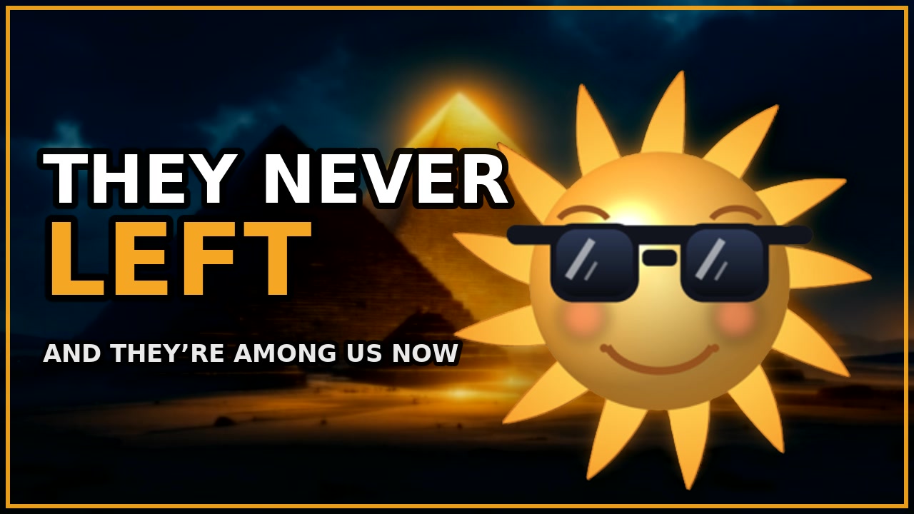 Thumbnail: THEY NEVER LEFT, over pyramids at night