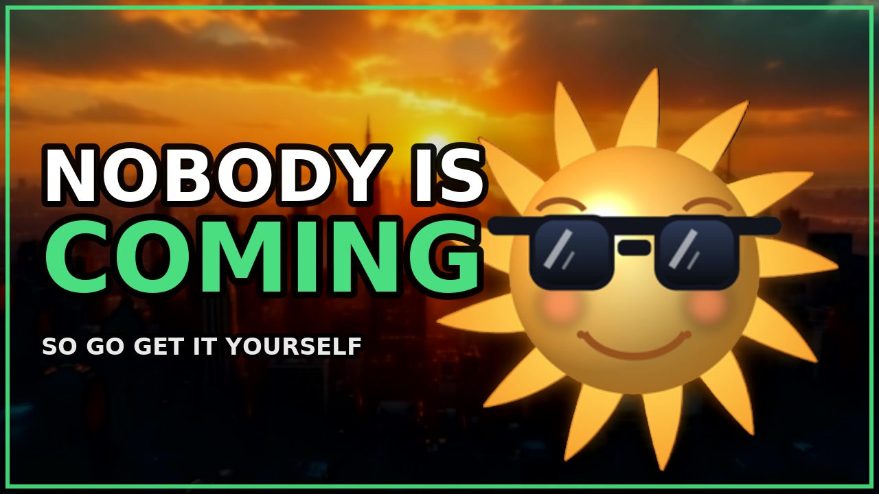 Thumbnail: NOBODY IS COMING, over a city sunrise