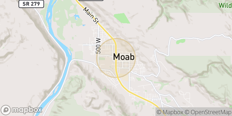 Approximate map area near Moab