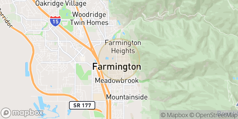 Approximate map area near Farmington