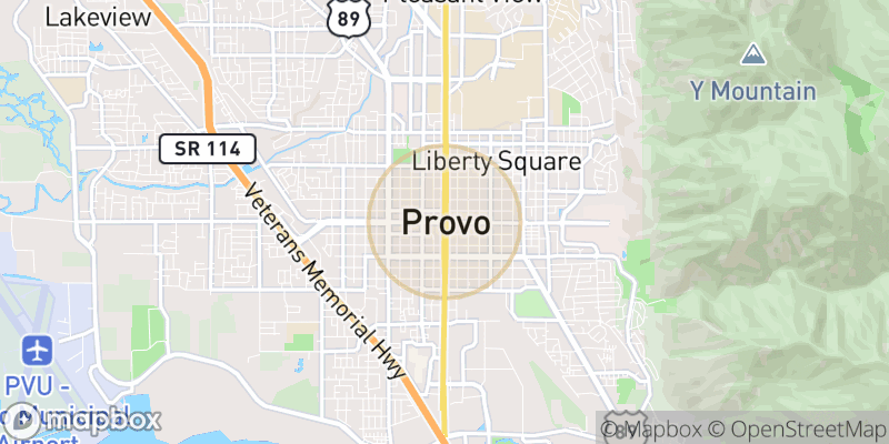 Approximate map area near Provo