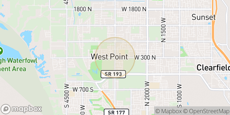 Approximate map area near West Point