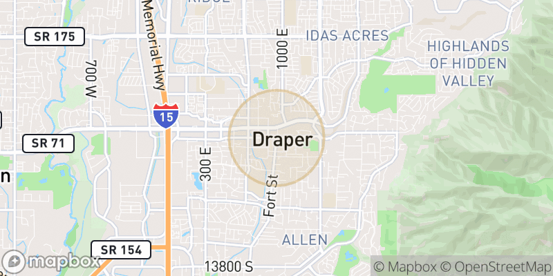 Approximate map area near Draper