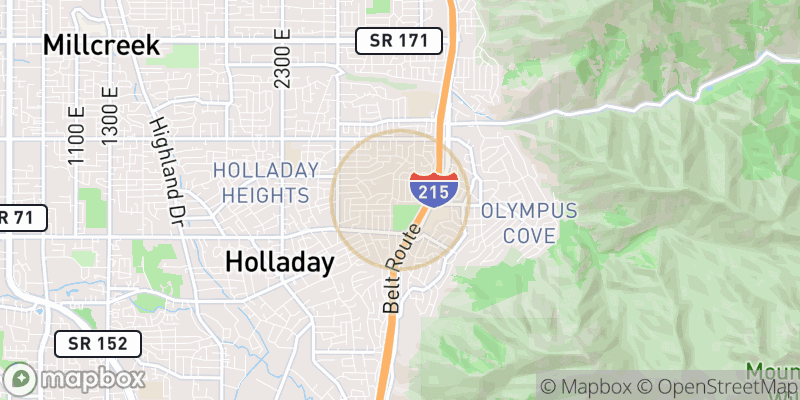 Approximate map area near Holladay