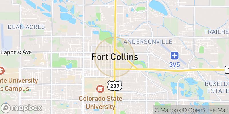 Approximate map area near Fort Collins