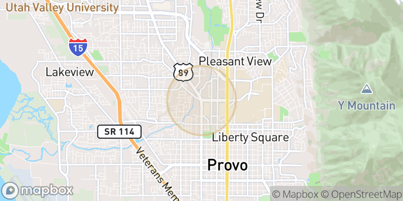 Approximate map area near Provo
