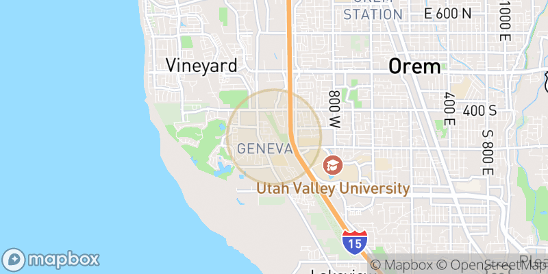 Approximate map area near Orem
