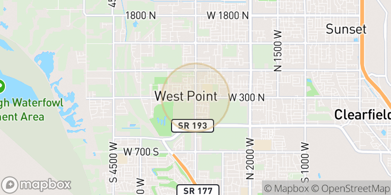 Approximate map area near West Point