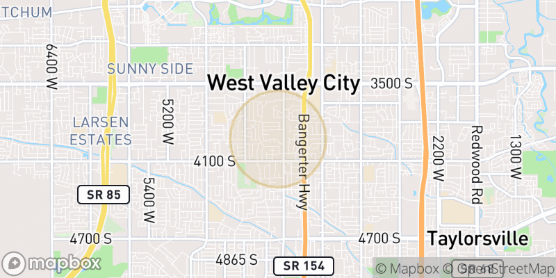 Approximate map area near West Valley City