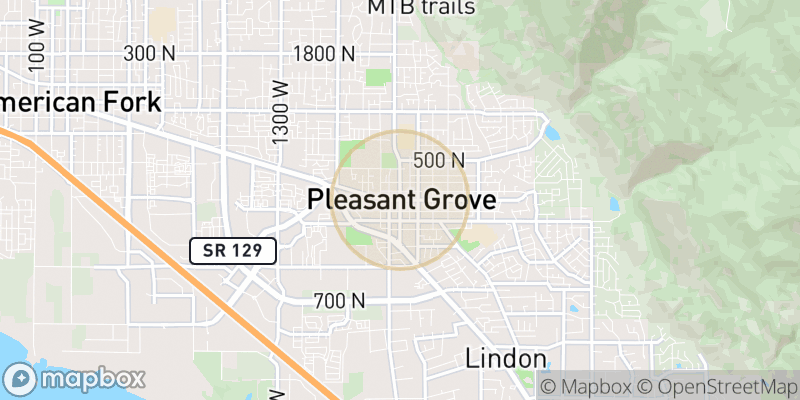 Approximate map area near Pleasant Grove