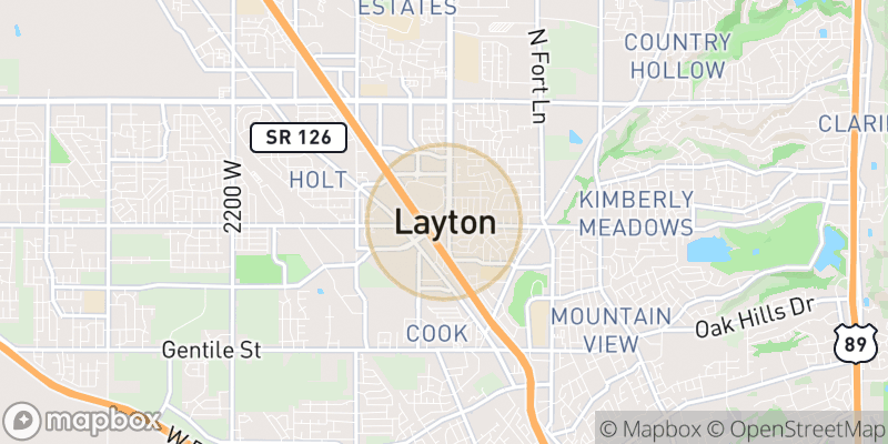 Approximate map area near Layton