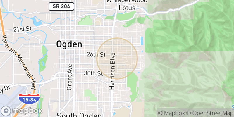 Approximate map area near Ogden