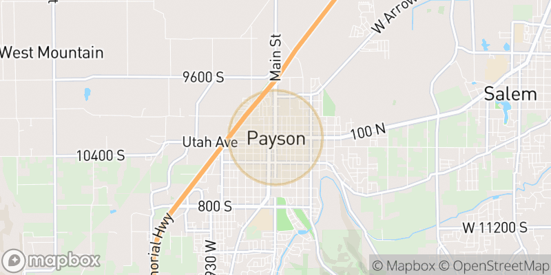 Approximate map area near Payson
