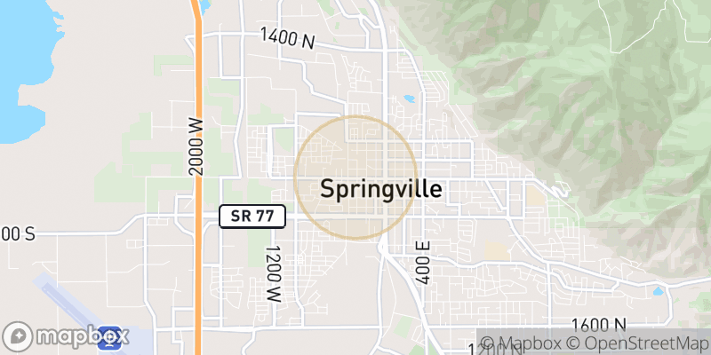 Approximate map area near Springville