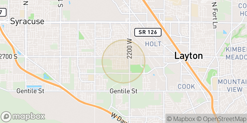 Approximate map area near Layton