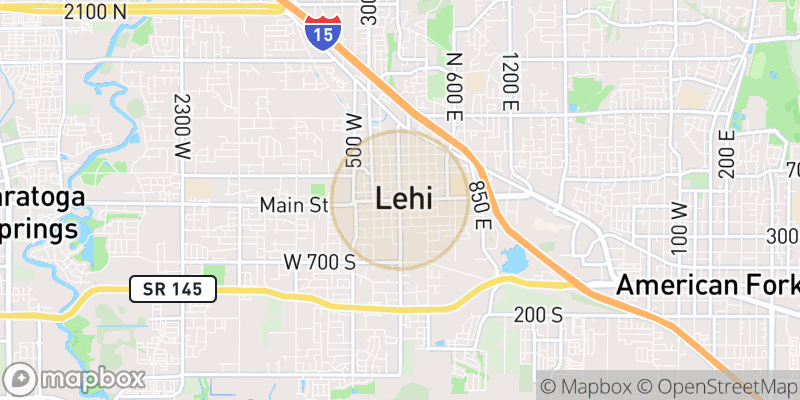 Approximate map area near Lehi