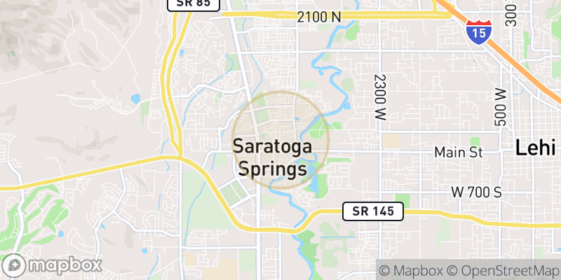 Approximate map area near Saratoga Springs
