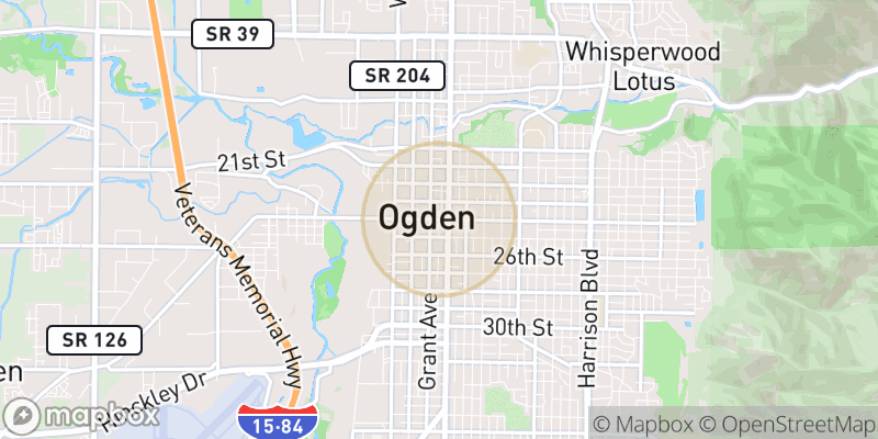 Approximate map area near Ogden