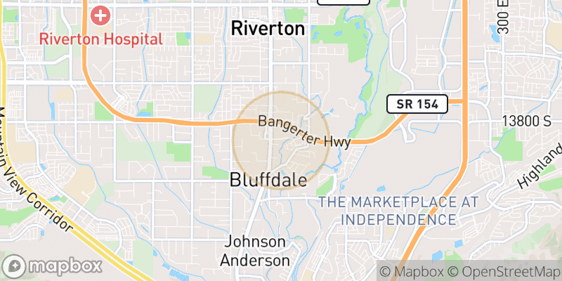 Approximate map area near Bluffdale
