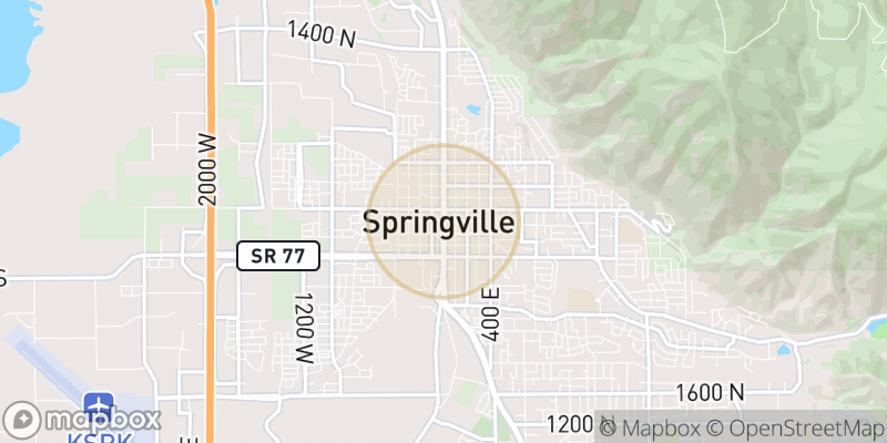 Approximate map area near Springville