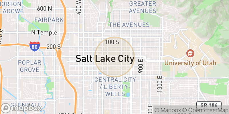 Approximate map area near Salt Lake City