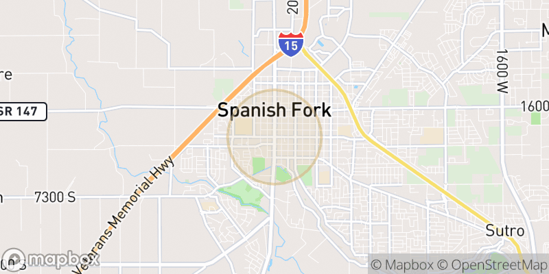 Approximate map area near Spanish Fork