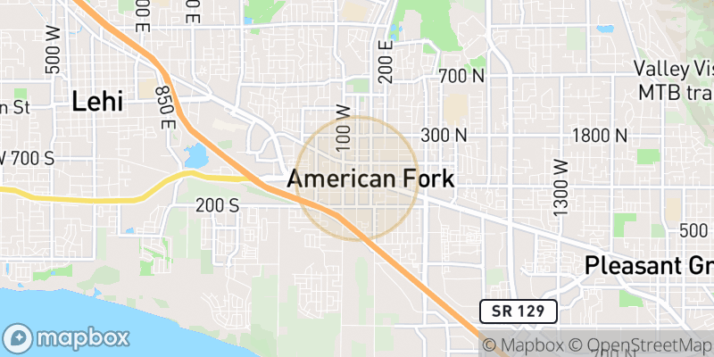 Approximate map area near American Fork
