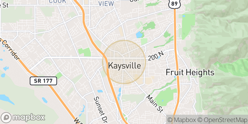 Approximate map area near Kaysville