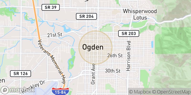 Approximate map area near Ogden