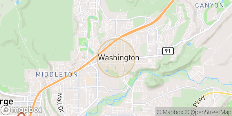Approximate map area near Washington