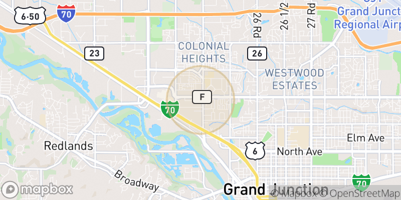 Approximate map area near Grand Junction