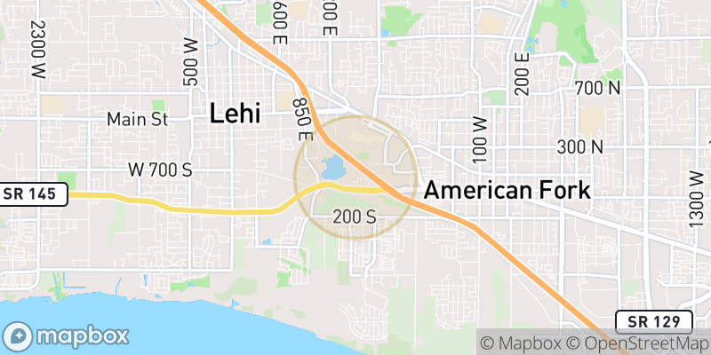 Approximate map area near American Fork