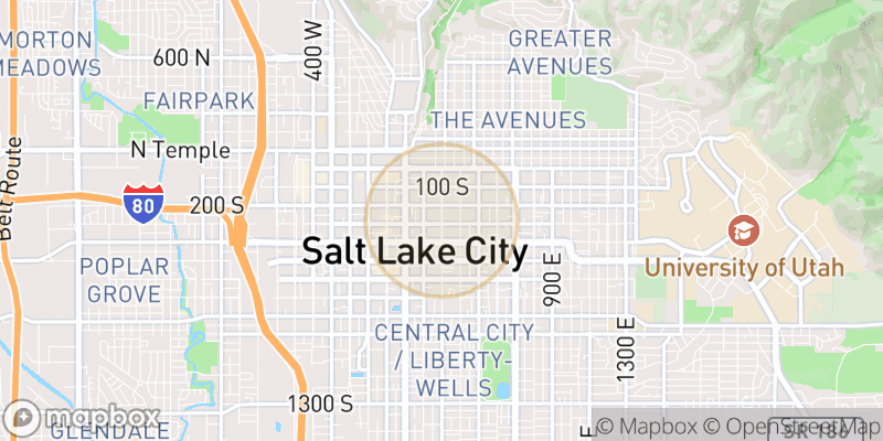 Approximate map area near Salt Lake City