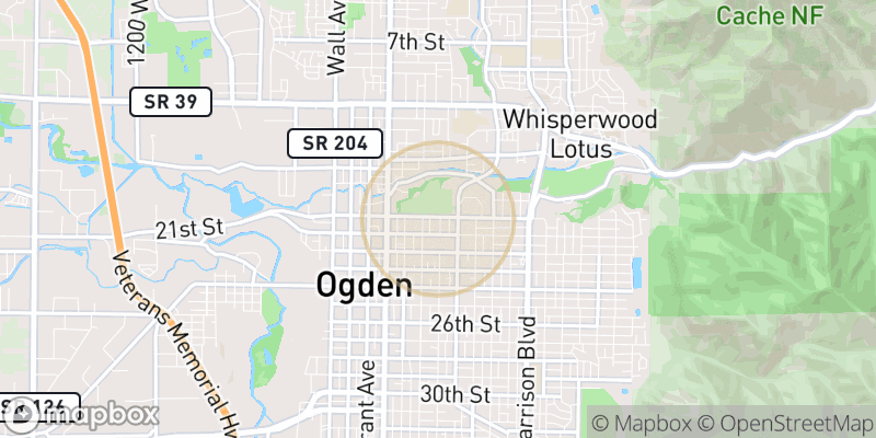 Approximate map area near Ogden