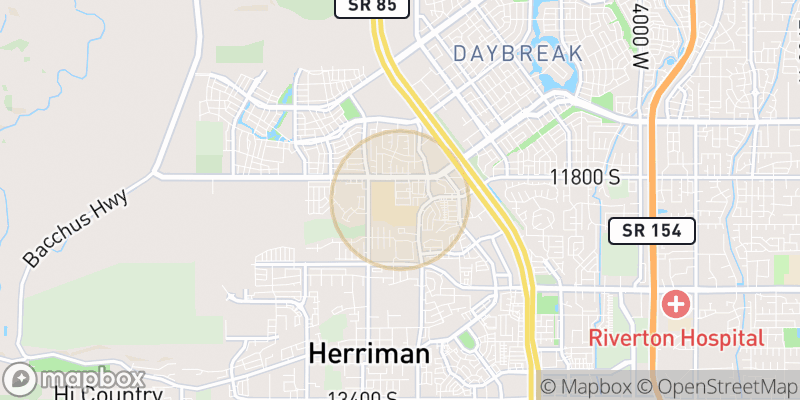 Approximate map area near Herriman