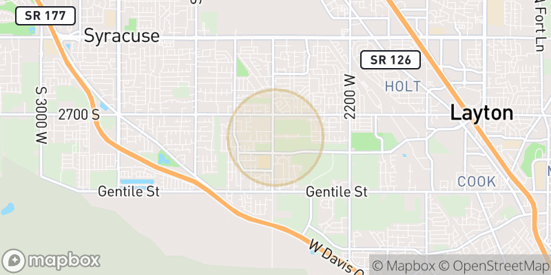 Approximate map area near Layton