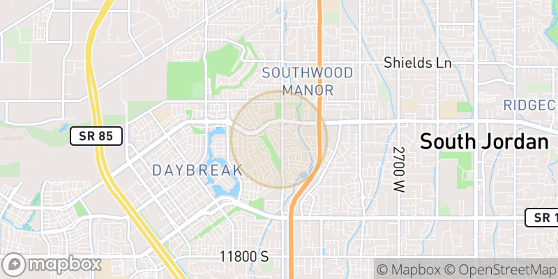 Approximate map area near South Jordan