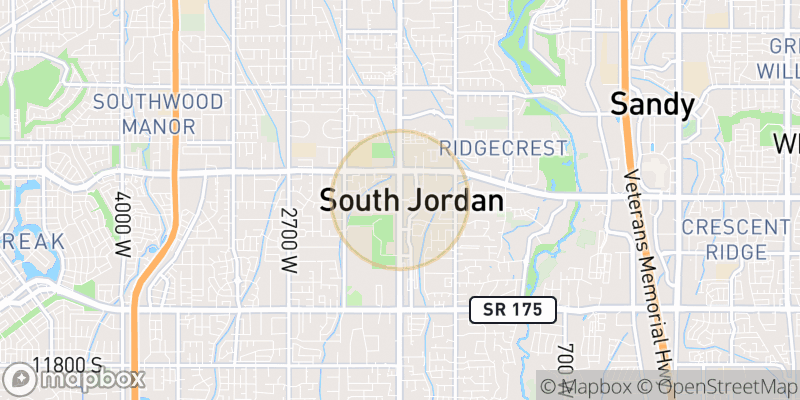 Approximate map area near South Jordan