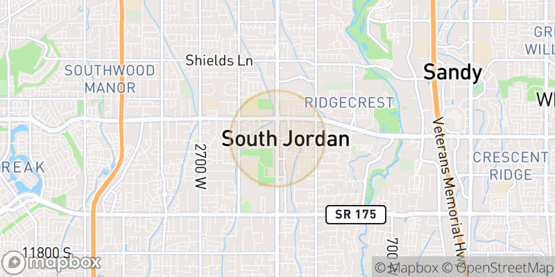 Approximate map area near South Jordan