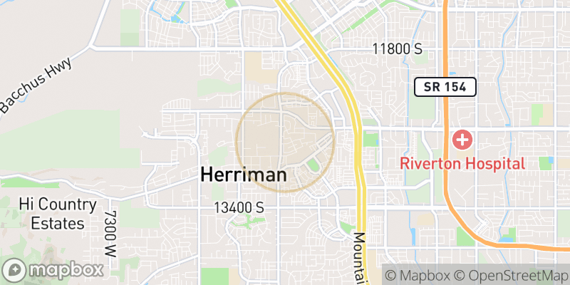 Approximate map area near Herriman