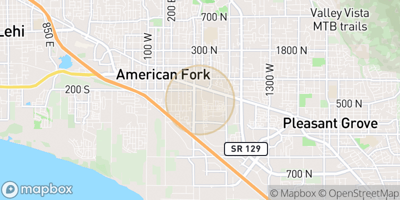 Approximate map area near American Fork