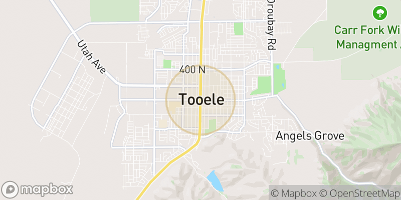 Approximate map area near Tooele