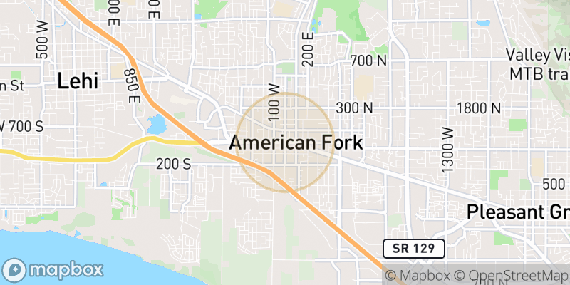 Approximate map area near American Fork